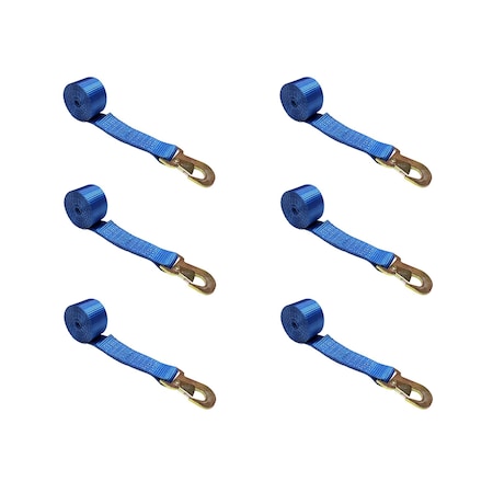 Tie 4 Safe 2" x 10' Wheel Lasso Lift Strap w/ Flat Snap Hook Tow Dolly Blue, 6PK TWS21-2510-M3-BU-C-6